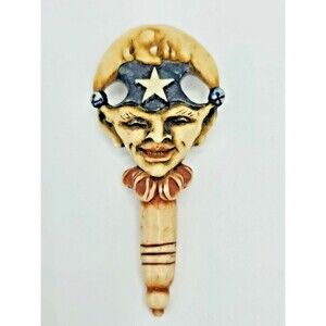 Jester Brooch Vintage Harlequin Moon Carnivalesque Whimsical Celestial Pin SM140